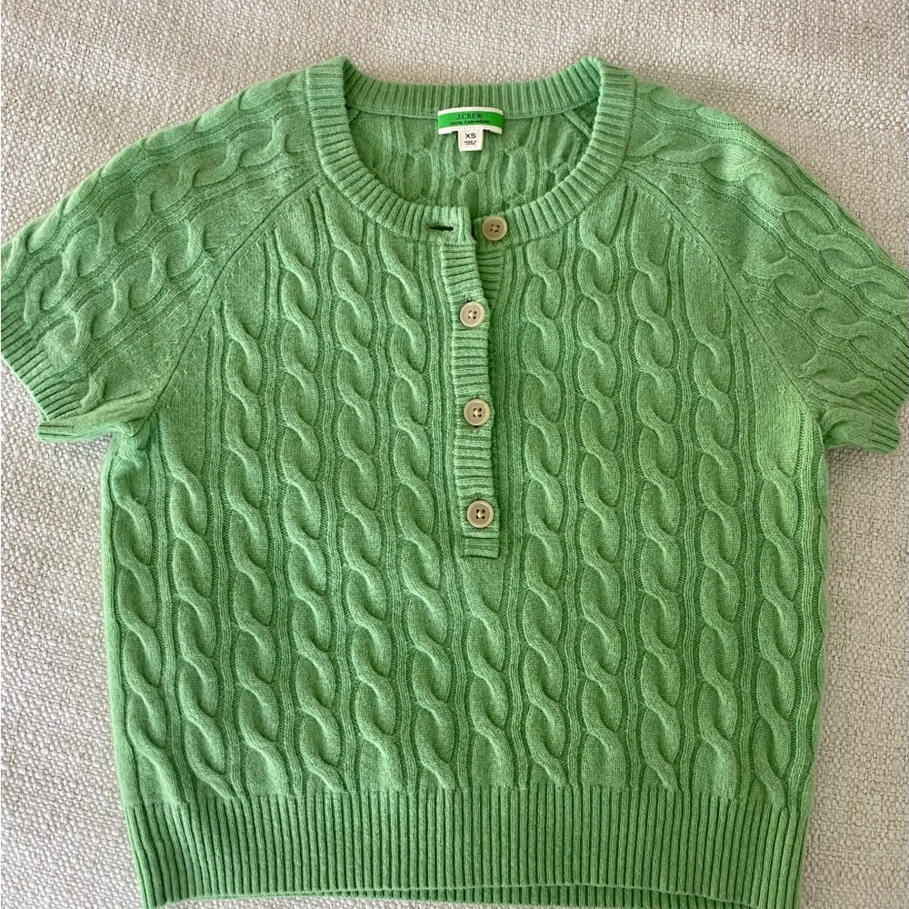 J Crew cashmere cable-knit Henley T-shirt, Size XS